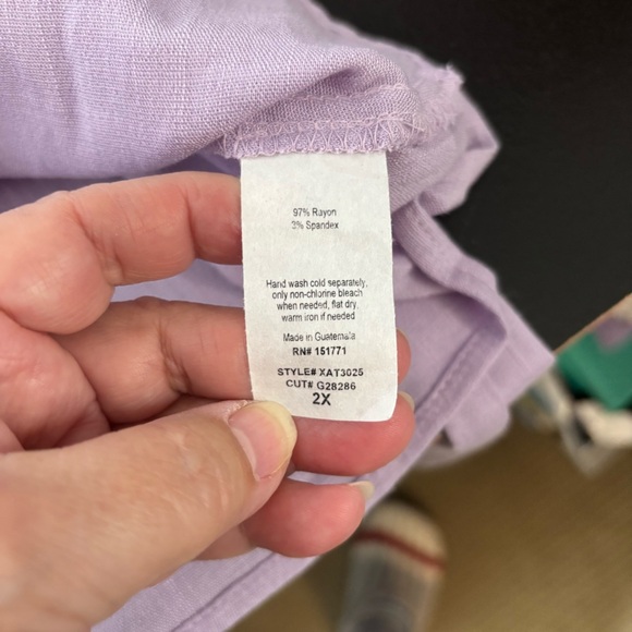 Heatherly Women’s 2X Purple Button-Down Top Tie Back Short Flutter Sleeves Mauve - Picture 4 of 11